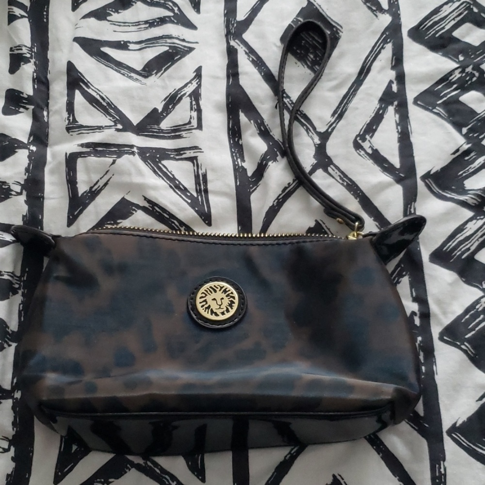 Anne Klein leopard wristlet